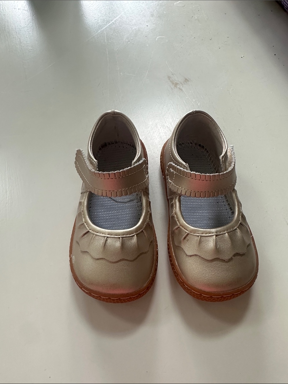 Livie & Luca Girls Metallic Cream Mary Janes